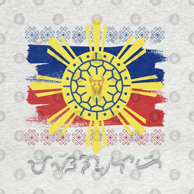Philippine Flag/Sun / Baybayin word Masiglahi (Mandirigmang Sigaw ng Lahi) by Pirma Pinas